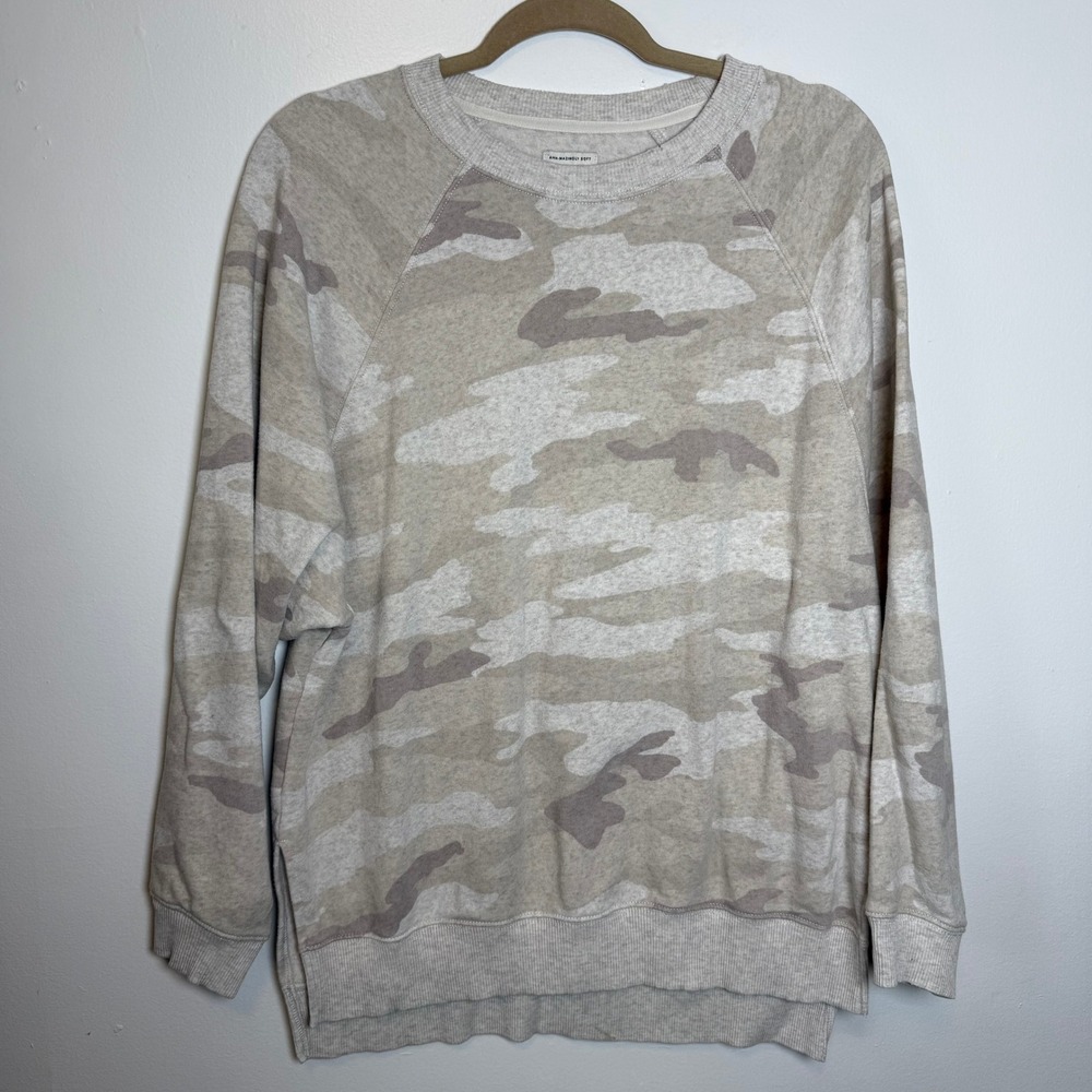 American Eagle Sweatshirt Womens Small Beige Camo Soft‎ Jegging Fit Crewneck - Picture 4 of 10